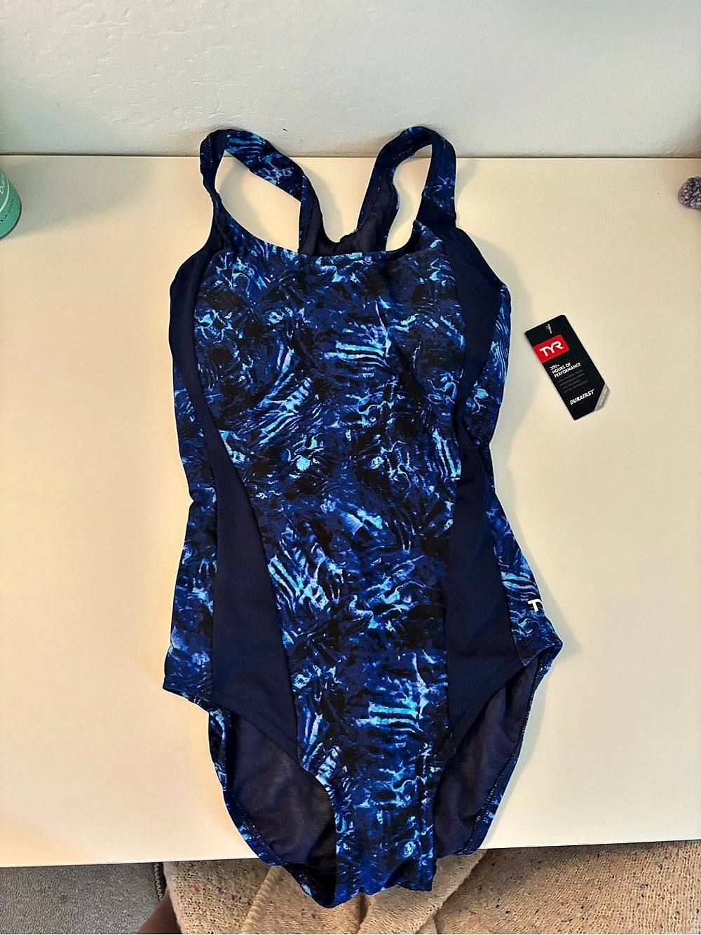 TYR Durafast Elite Trinity Fit Swimsuit Blue & Black Size 8